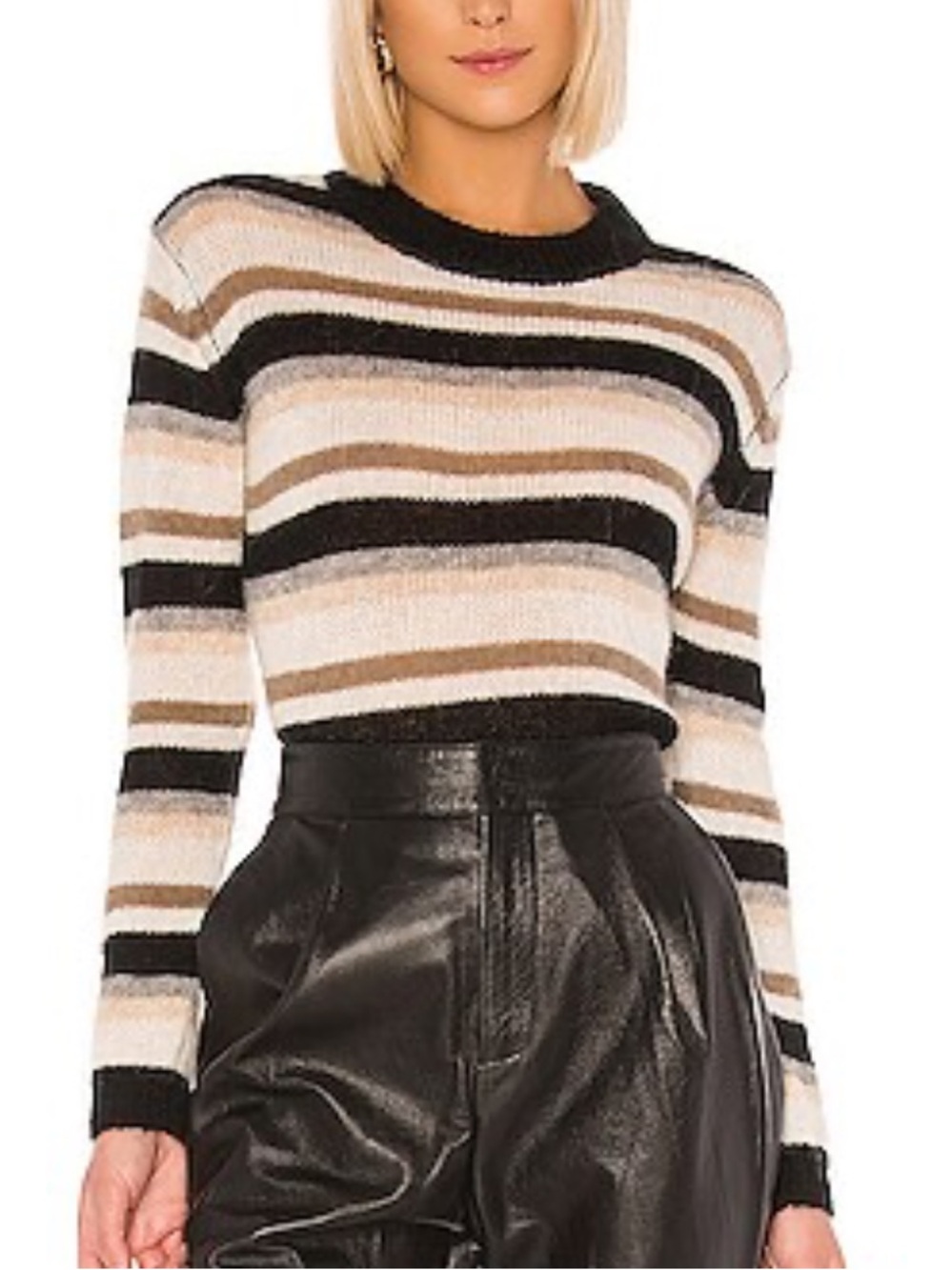 One Grey Day Alpaca/Merino Wool Striped Sweater - Picture 1 of 10